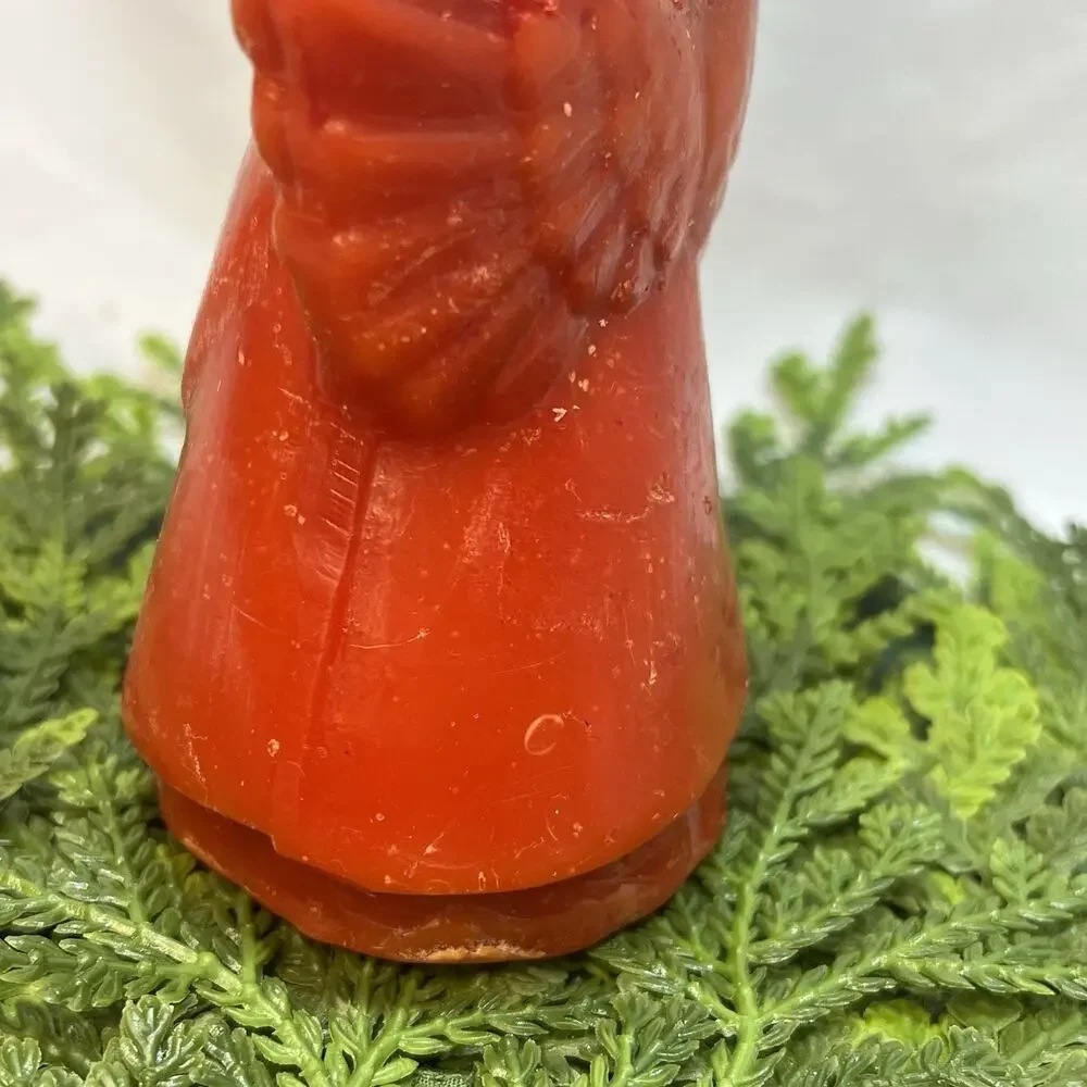 Vintage Chior Angel Red Orange Christmas Wax Candle Mid Century Figurine 7”